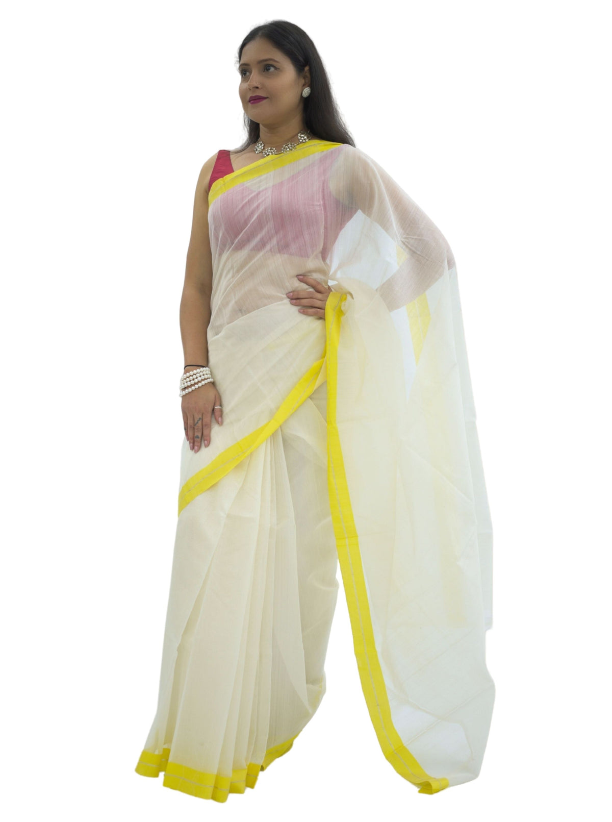Chanderi Silk Handloom Off White Saree