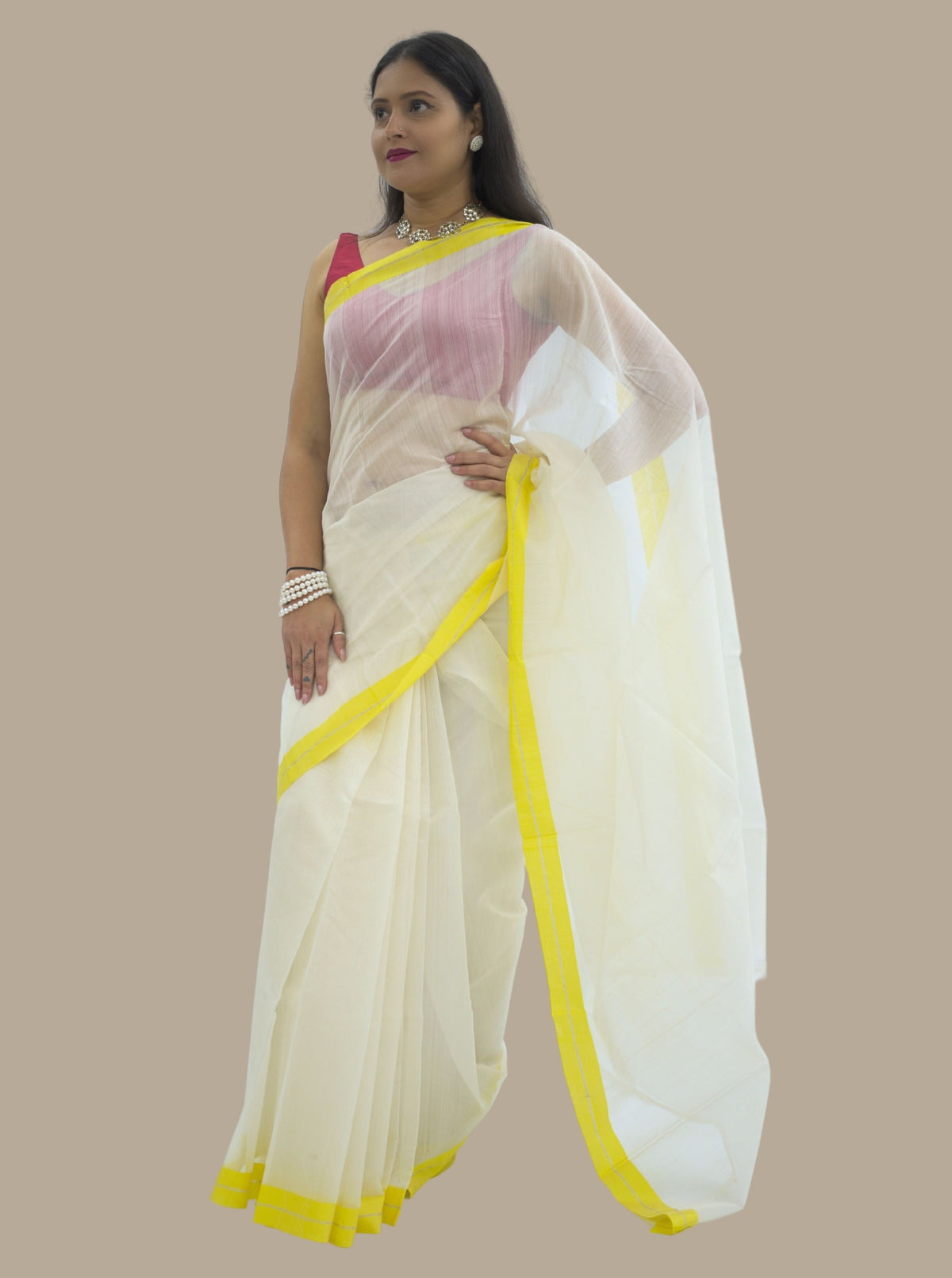 Chanderi Silk Handloom Off White Saree