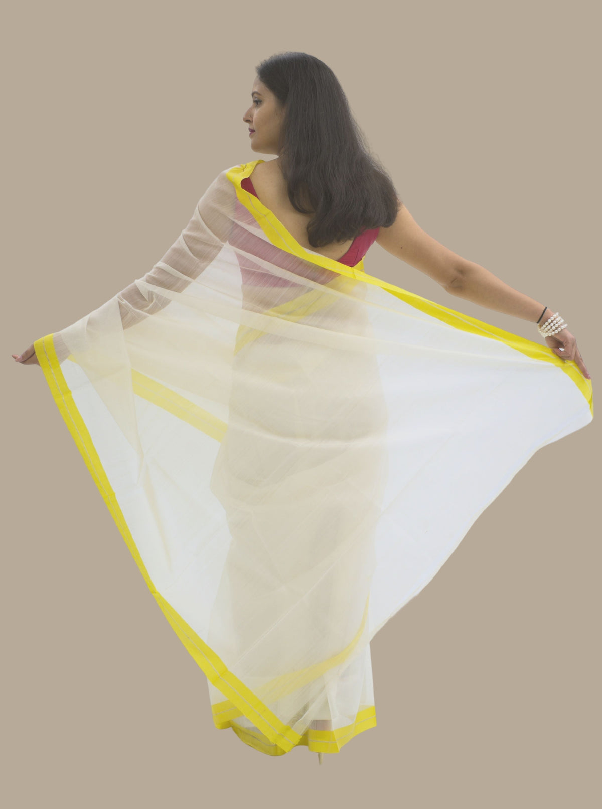 Chanderi Silk Handloom Off White Saree