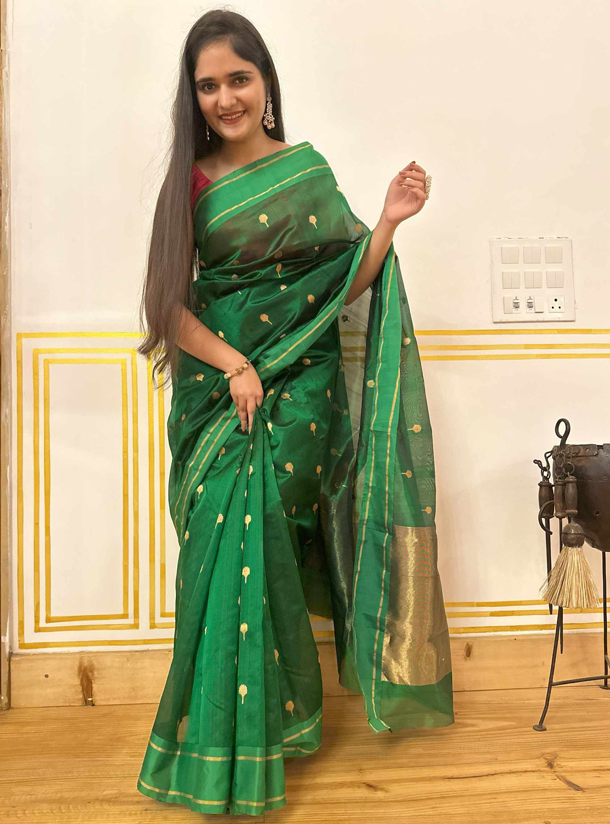 Emarald Chanderi Pattu Silk Saree