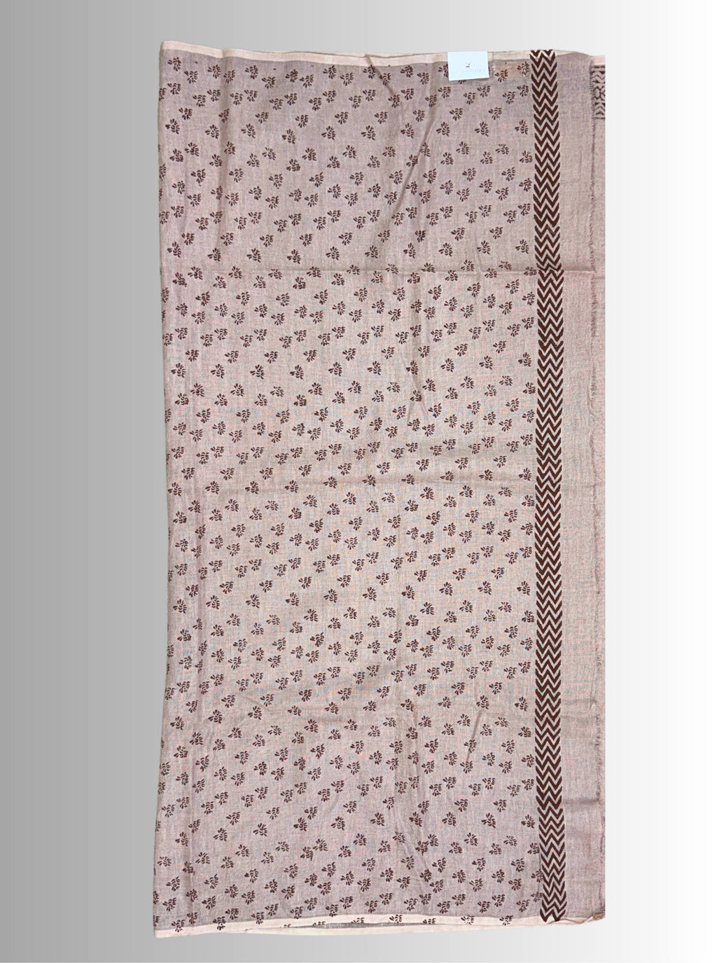 handloom cotton linen white hand block print saree with blouse