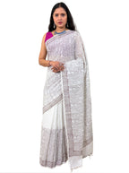 handloom cotton jaal hand block print saree with blouse