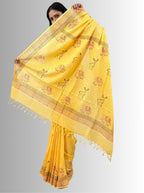 handloom cotton linen hand block print saree with blouse