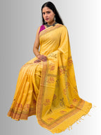 handloom cotton linen hand block print saree with blouse