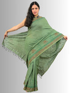 handloom cotton linen hand block print saree with blouse