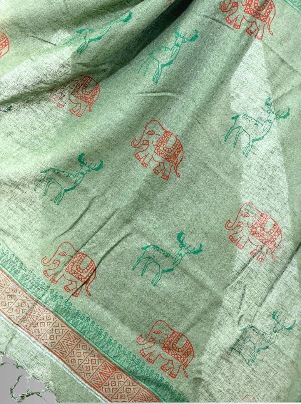 handloom cotton linen hand block print saree with blouse