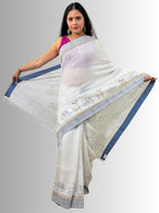 handloom cotton linen hand block print saree with blouse
