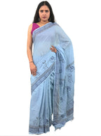 handloom cotton linen hand block print saree with blouse