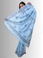 handloom cotton linen hand block print saree with blouse
