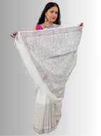 handloom cotton jaal hand block print saree with blouse