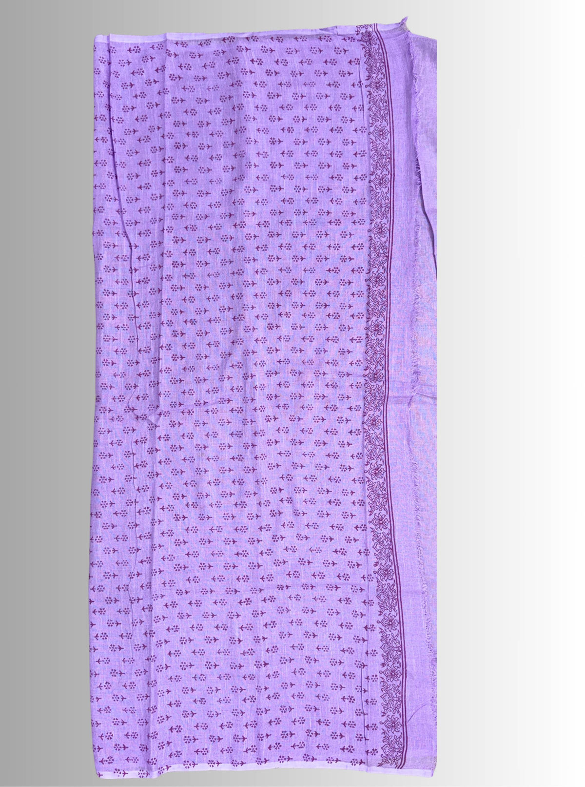handloom cotton linen lilac hand block print saree with blouse