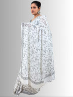 handloom cotton linen lilac hand block print saree with blouse