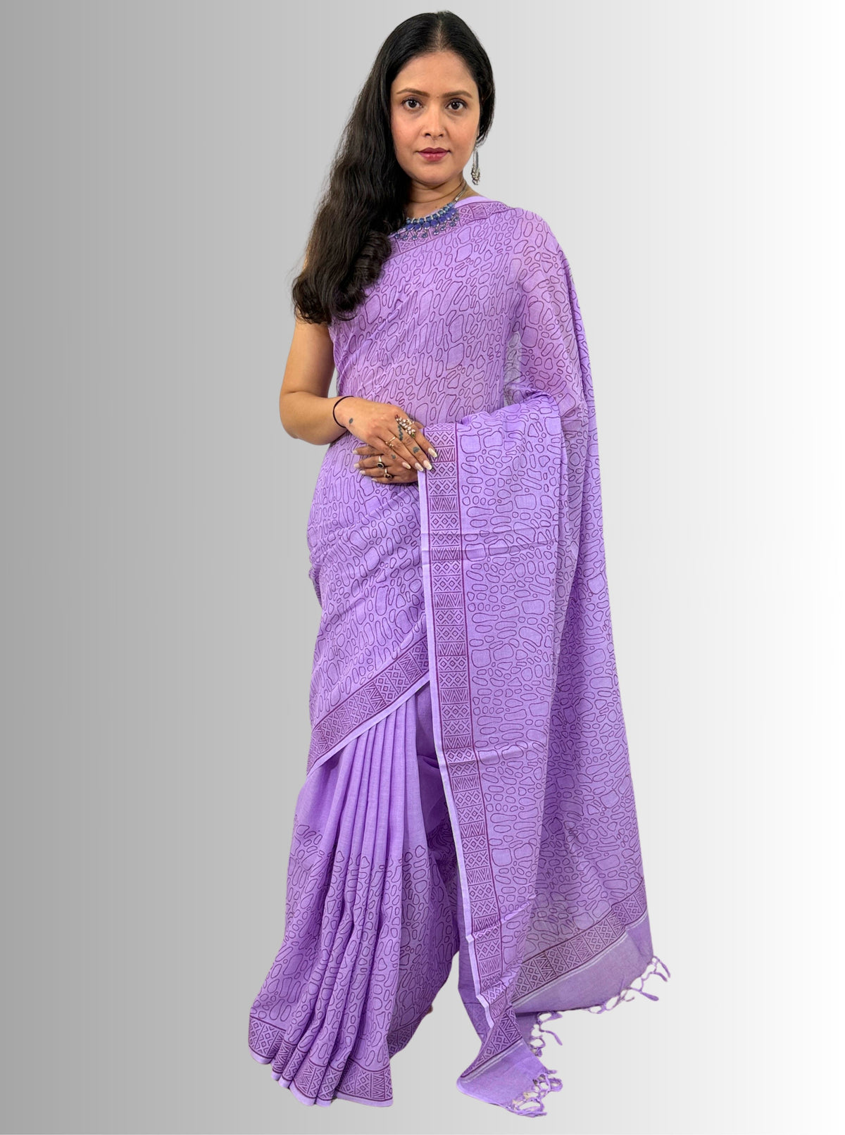handloom cotton jaal hand block print saree with blouse