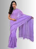 handloom cotton jaal hand block print saree with blouse