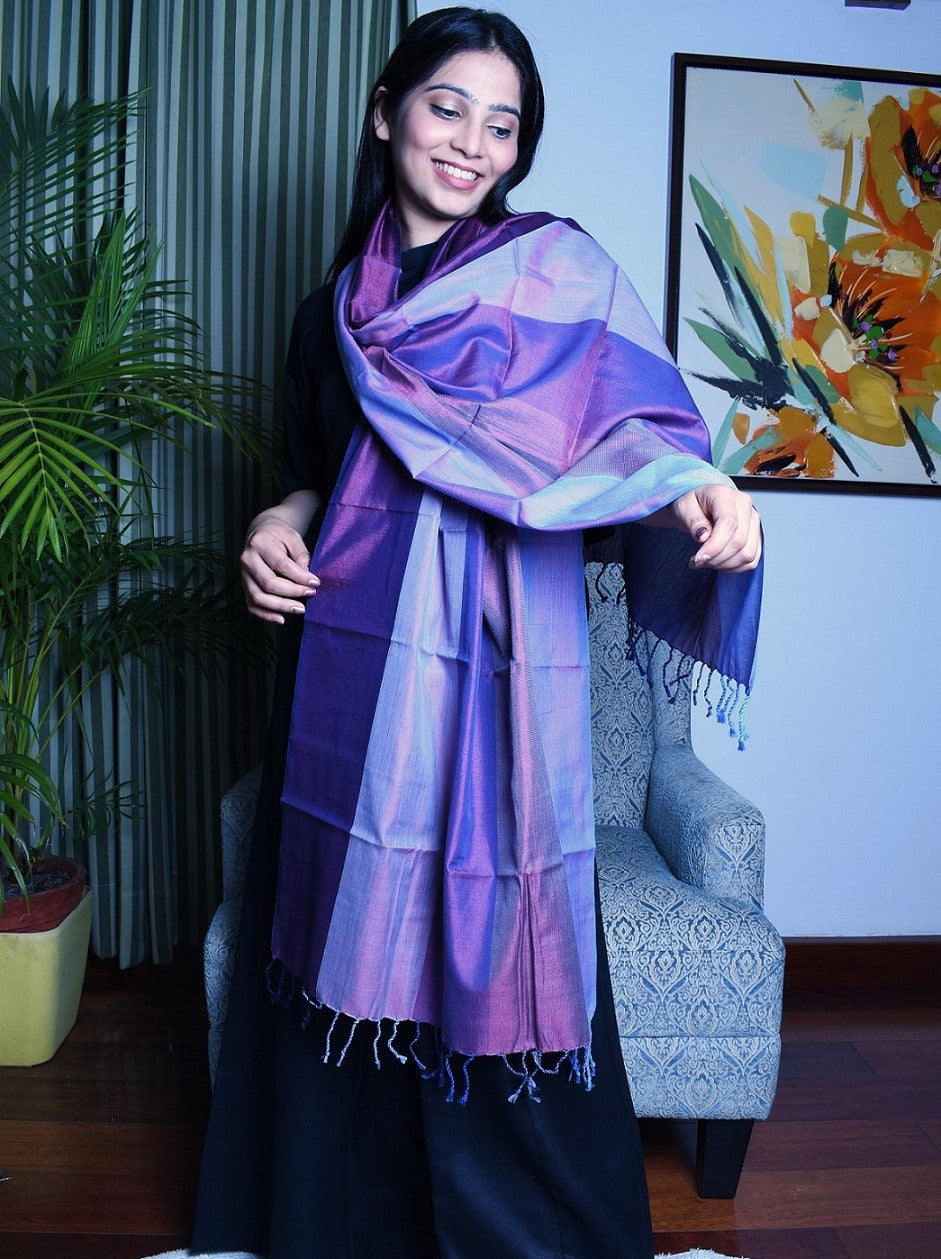 Cotton Handloom Purple Stole