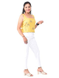 Pure Handloom Linen Haldi Yellow Hand embroidered Top