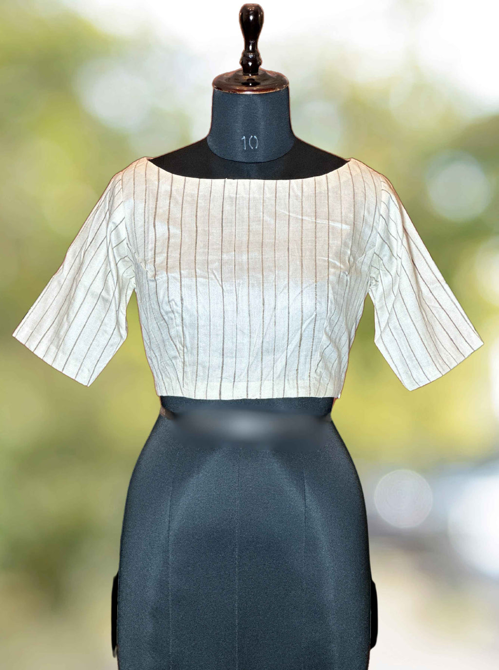 Pure Handloom Kosa Silk off white Boat Neck Blouse