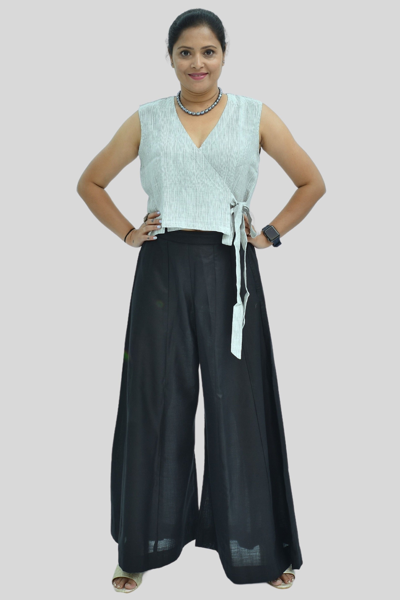 Pure Handloom Linen Grey Color Top