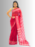 Pure Handloom Red Linen Saree