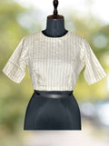 Pure Handloom Kosa Silk off white Round Neck Blouse