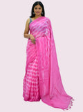 Pure Handloom Linen Beige Brown Saree