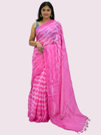 Pure Handloom Linen Beige Brown Saree