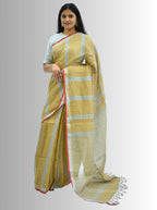 Pure Handloom Brown Linen Saree