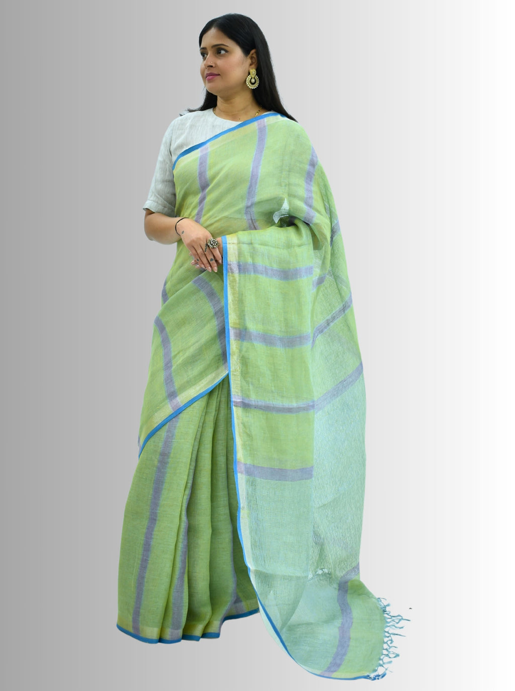 Pure Handloom Brown Linen Saree