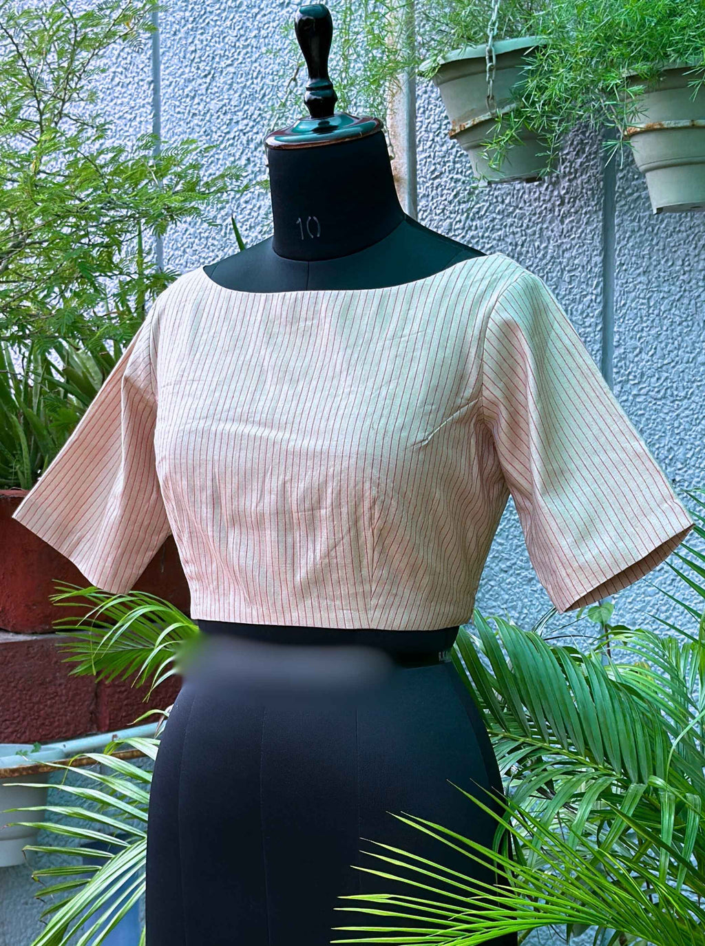 Pure Handloom Kosa Silk Cream Boat Neck Blouse