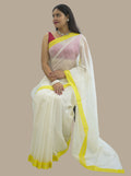 Chanderi Silk Handloom Off White Saree