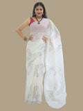 Pure Handloom White Linen Saree