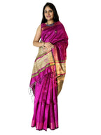 Pure handloom Pink Ghicha Tussar Silk Saree