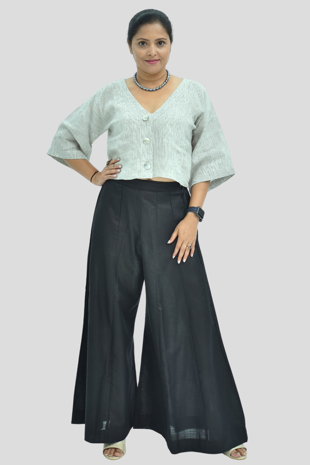 Pure Handloom Linen Grey Color Top