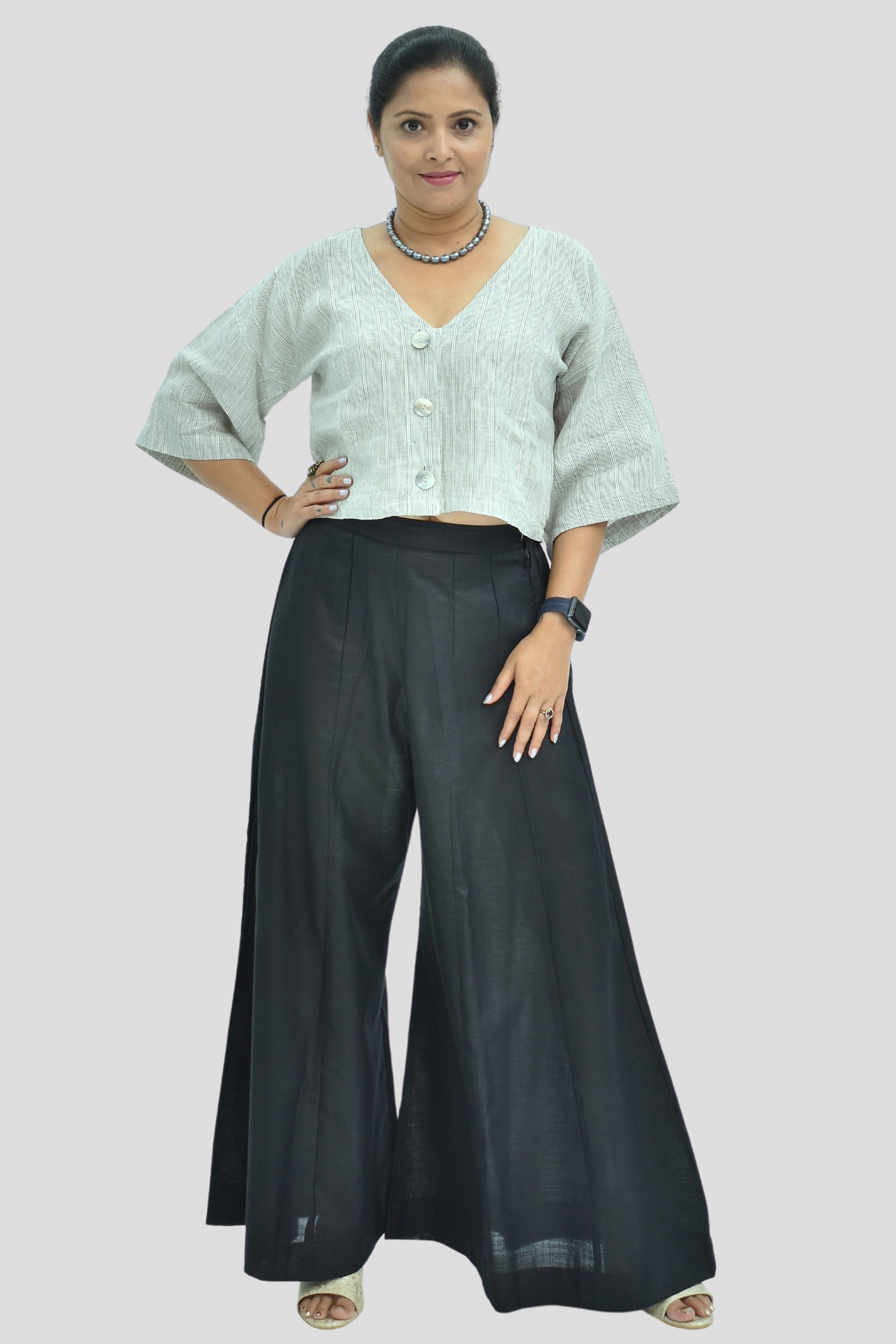 Pure Handloom Linen Grey Color Top