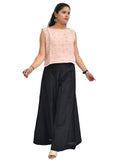Pure Handloom Linen Heather Peach Hand-Embroidered Top
