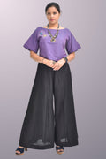 Pure Handloom Cotton Purple Color with Thread Hand Emboidary Top