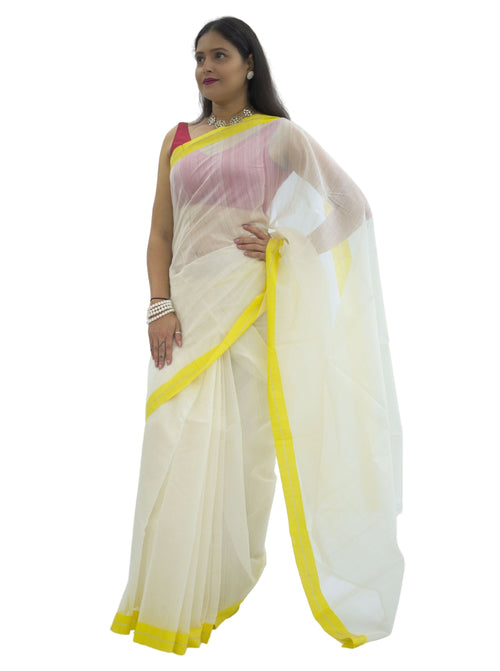 Chanderi Silk Handloom Off White Saree