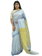 Pure Handloom Linen White Saree