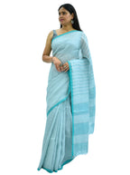 Pure Handloom Linen Sky Blue Saree