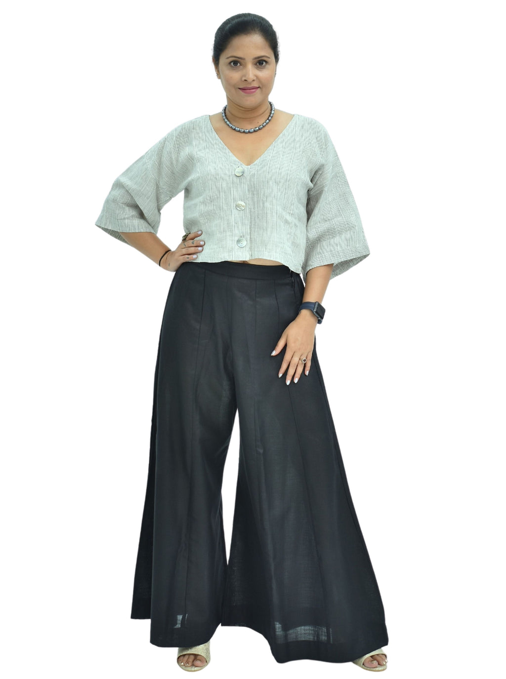 Pure Handloom Linen Grey Color Top