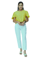 Pure Handloom Linen Haldi Yellow Hand-Embroidered Top