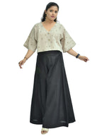 Pure Handloom Cotton Linen Soil Beige Color Hand embroidered Top