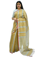 Pure Handloom Brown Linen Saree
