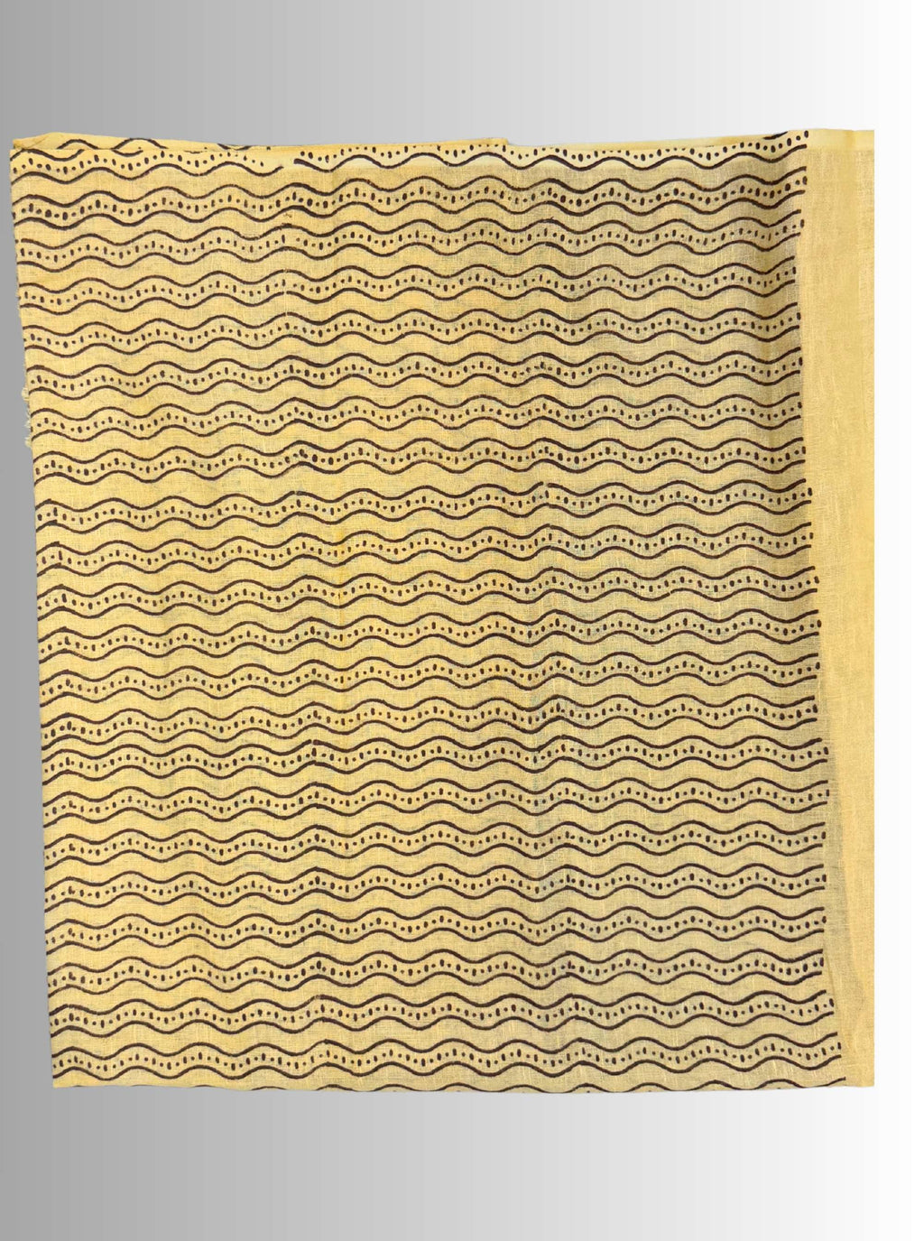 handloom cotton linen white motif block print saree with attached blouse