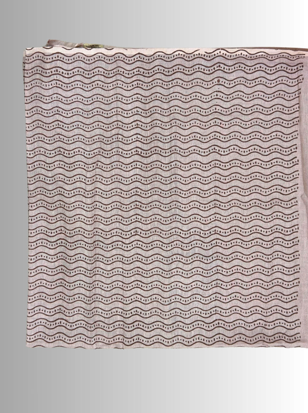 handloom cotton linen white motif block print saree with attached blouse