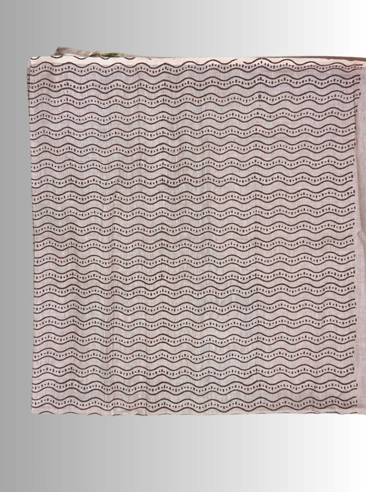 handloom cotton linen white motif block print saree with attached blouse