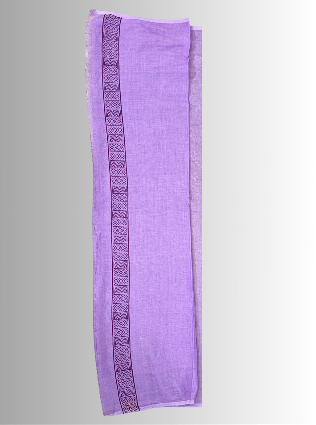 Handloom cotton linen lilac jaal hand block print saree with blouse