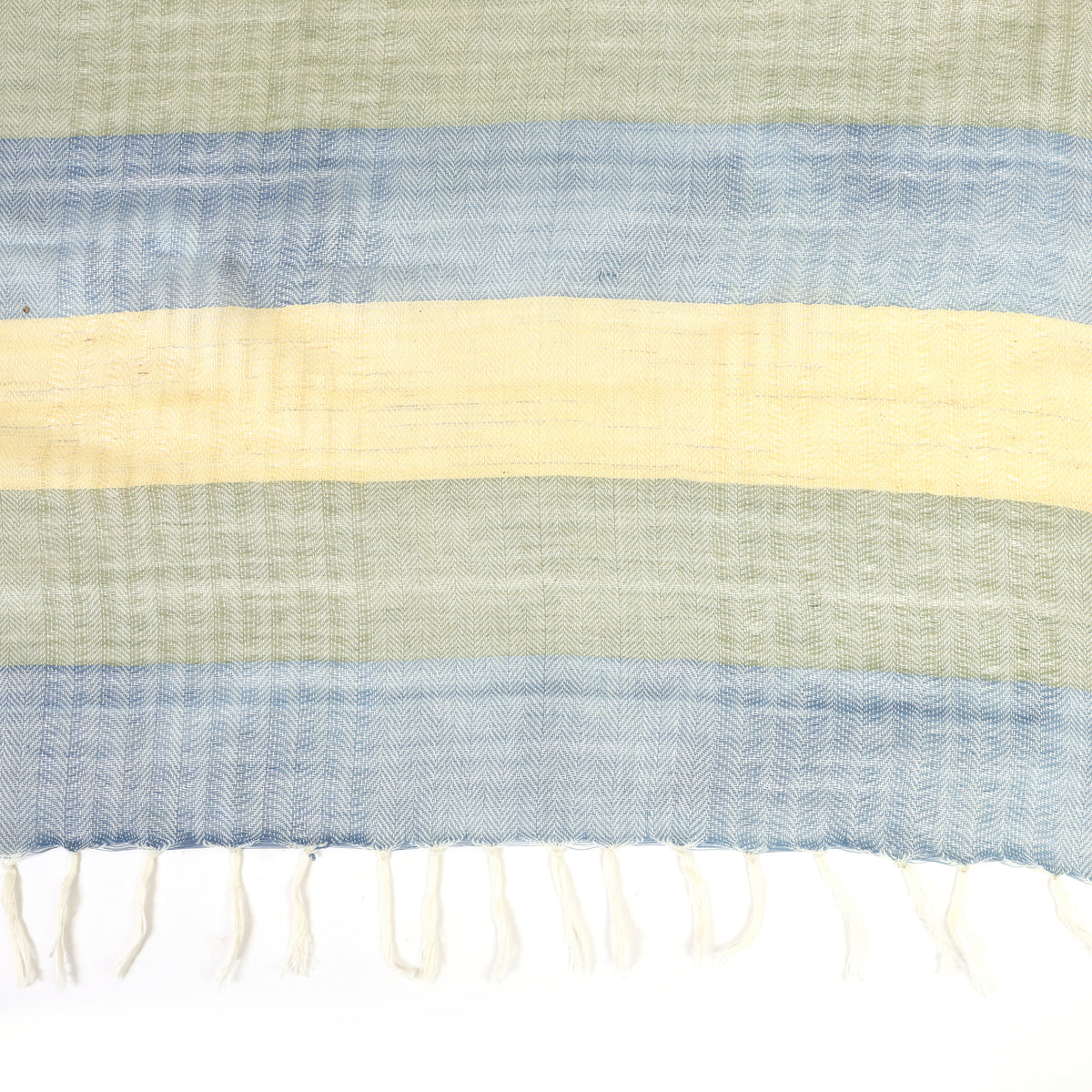Organic Cotton Handloom Yellow, Blue & Green Striped Stole