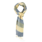 Organic Cotton Handloom Yellow, Blue & Green Striped Stole