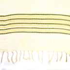Organic Cotton Handloom Kora Stole with Haldi & Green Stripes